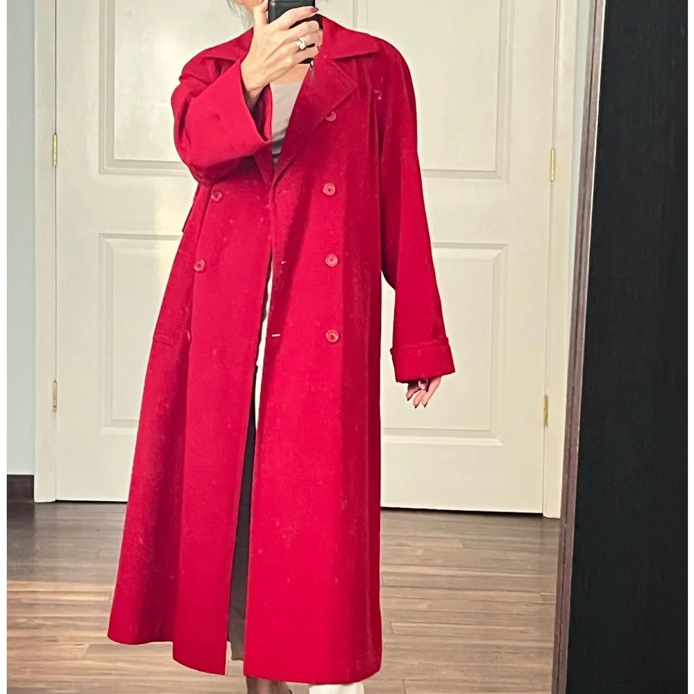 Gallery Red Trench coat size 6P - Picture 5 of 13